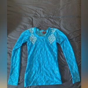 Blue Lace Top with Cowgirl Sparkling Accents